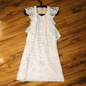 BCBGMaxAzria White/Nude Lace Dress